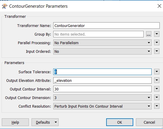 Paramétrage Transformer ContourGenerator FME