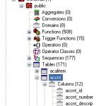 Liste des tables d'une base PostgreSQL dans PGADMIN III